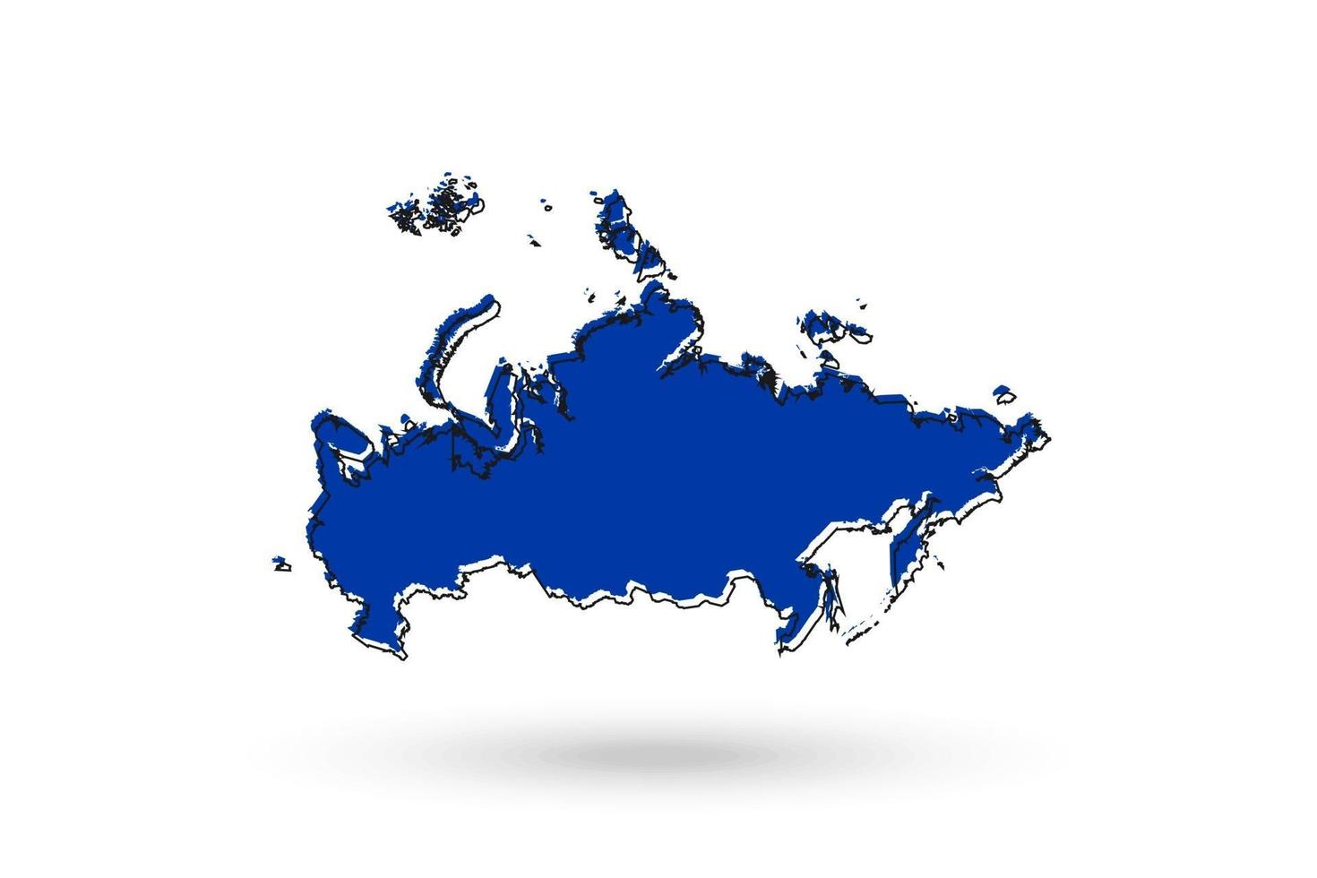 Blue Map of Russia Vector Illustration