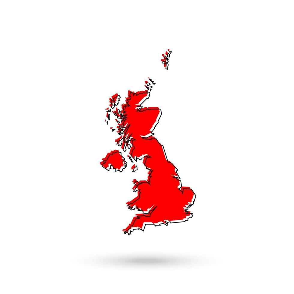 Inglaterra mapa rojo sobre fondo blanco. vector