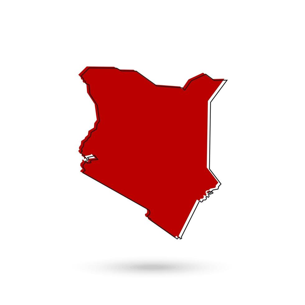 Ilustración vectorial del mapa rojo de Kenia sobre fondo blanco. vector