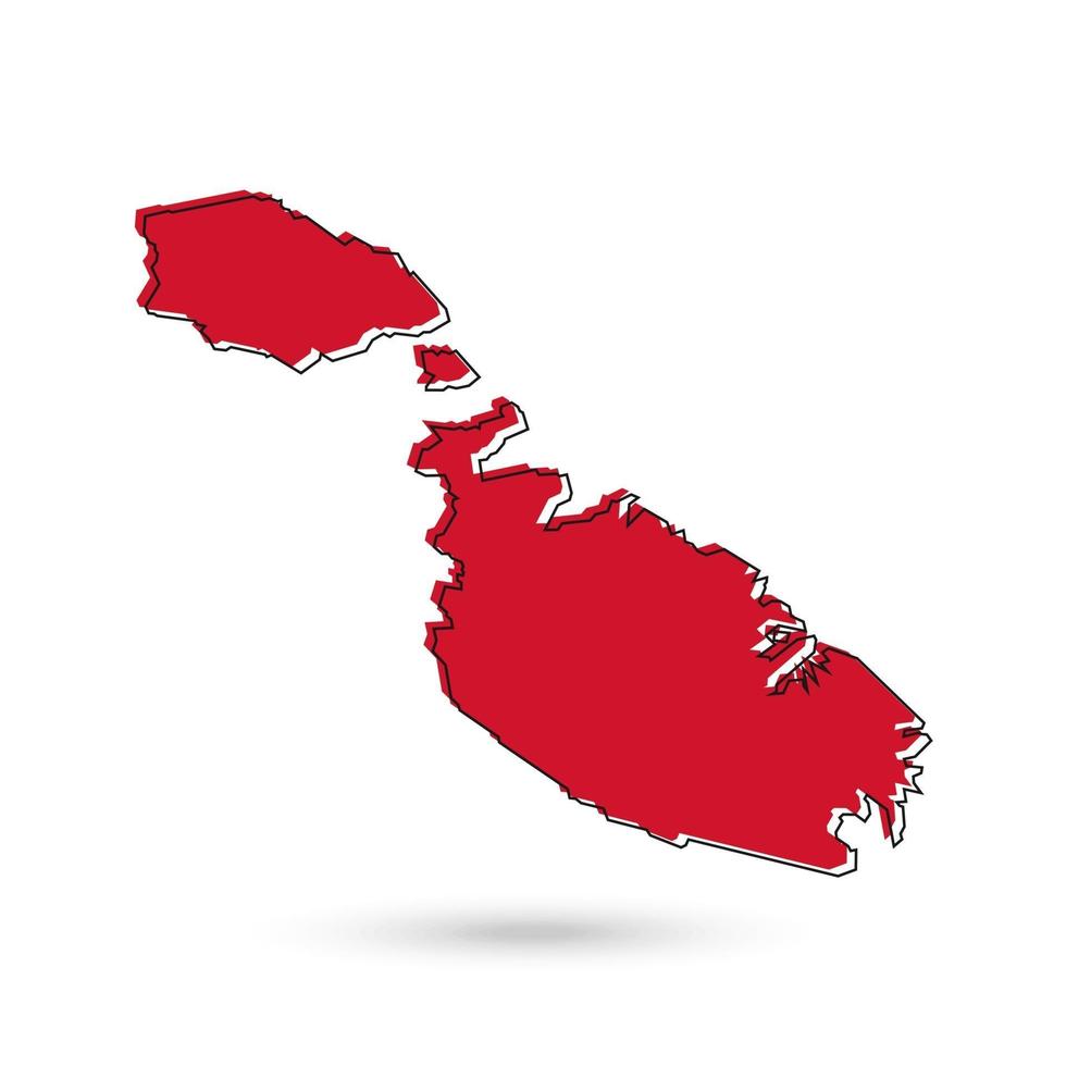 Malta red Vector Map Isolated on White Background.