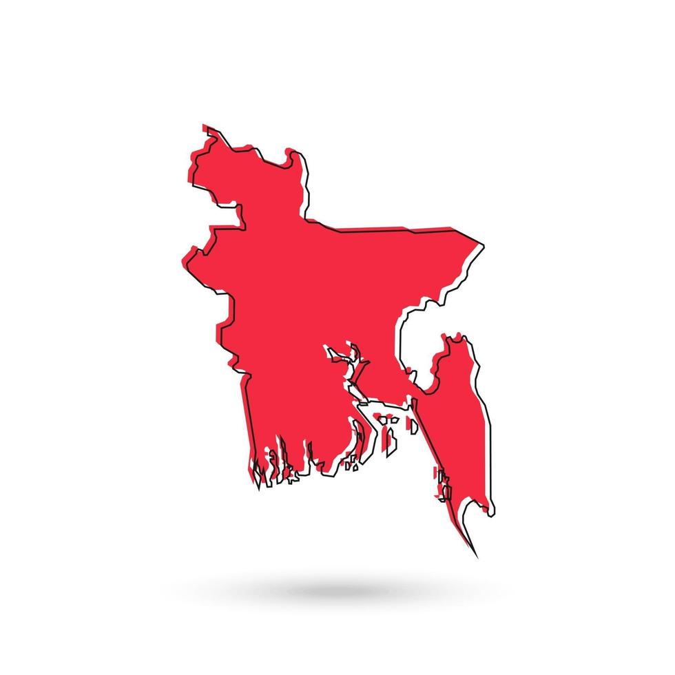 Ilustración vectorial del mapa rojo de Bangladesh sobre fondo blanco. vector