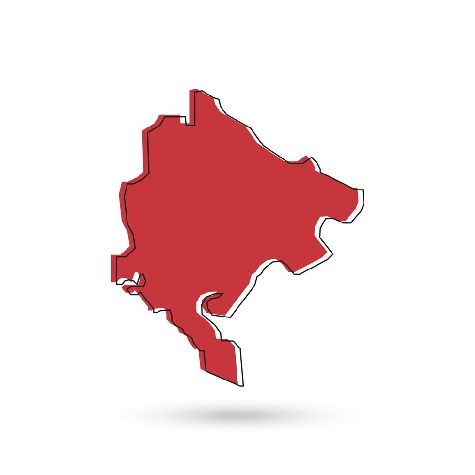 Ilustración vectorial del mapa rojo de Montenegro sobre fondo blanco. vector