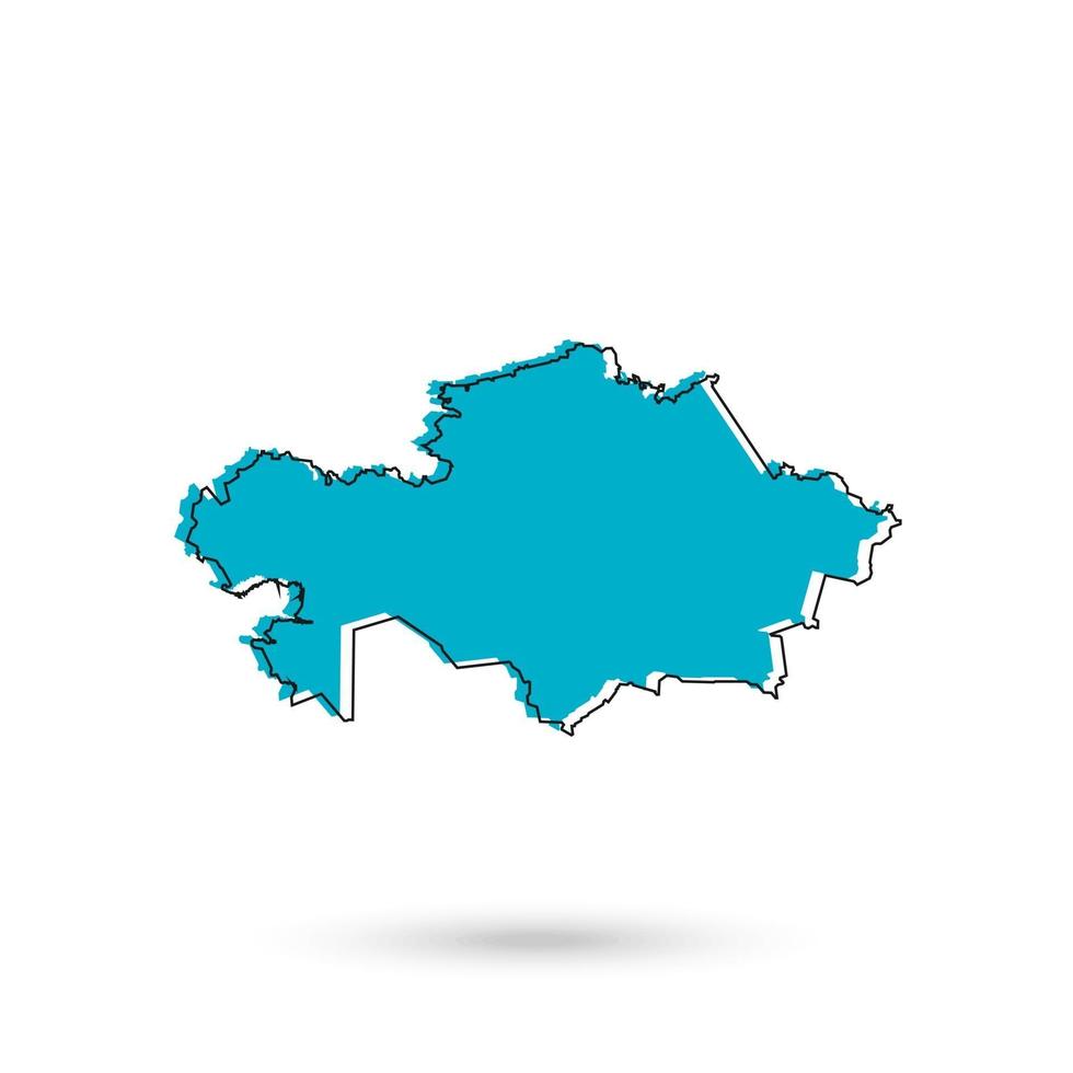 Ilustración vectorial del mapa azul de Kazajstán sobre fondo blanco. vector