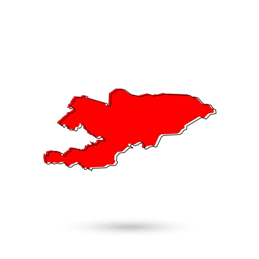 Vector Illustration of the red Map of Kyrgyzstan on White Background