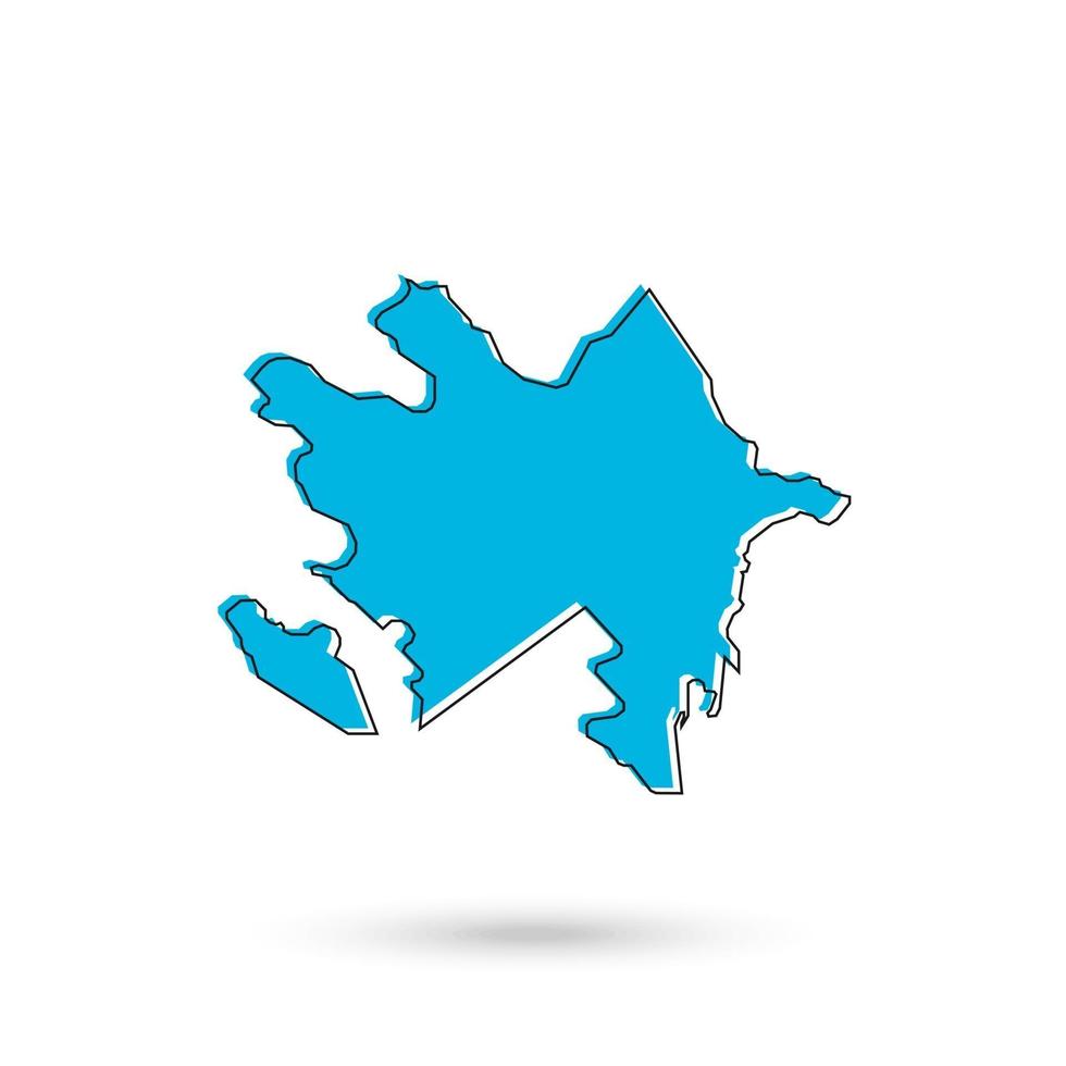 Vector Illustration of the Blue Map of Azerbaijan on White Background