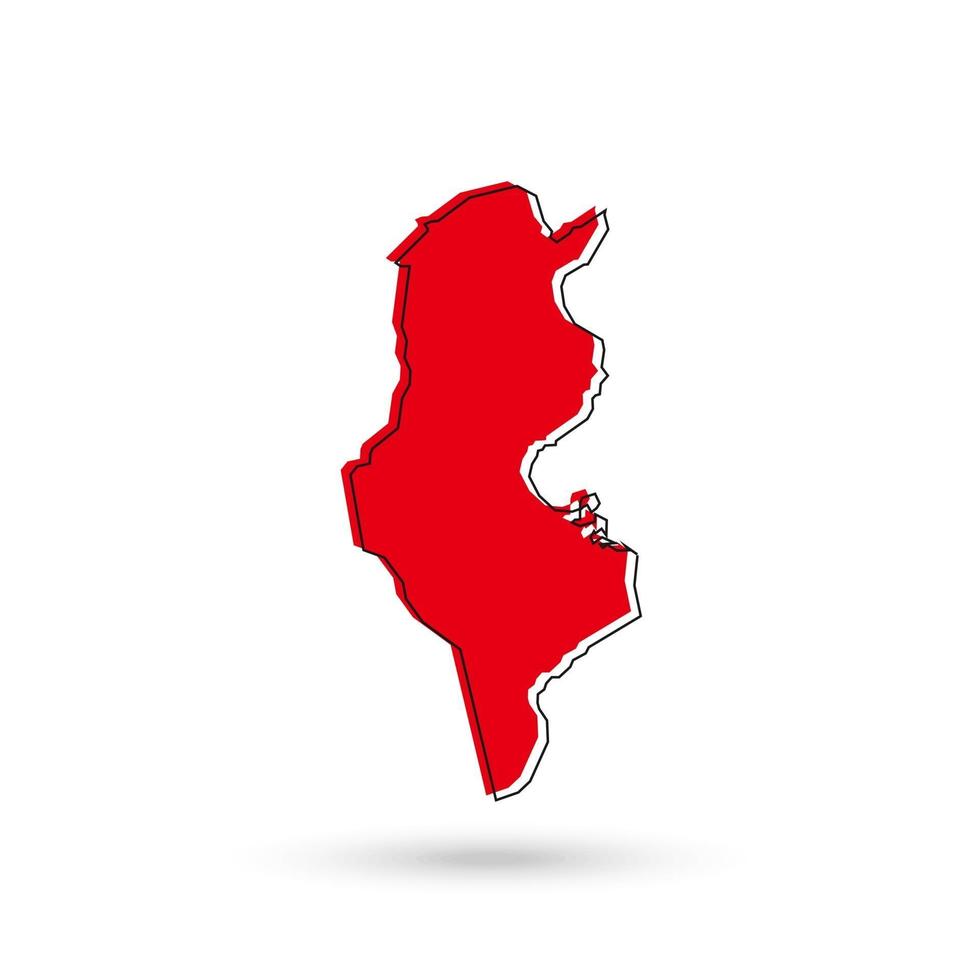 Vector Illustration of the red Map of Tunisia on White Background