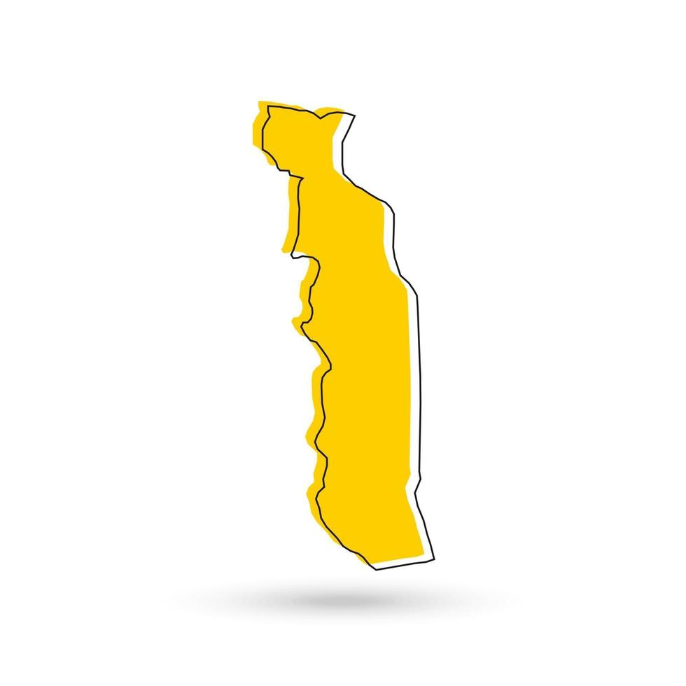 Ilustración vectorial del mapa amarillo de Togo sobre fondo blanco. vector