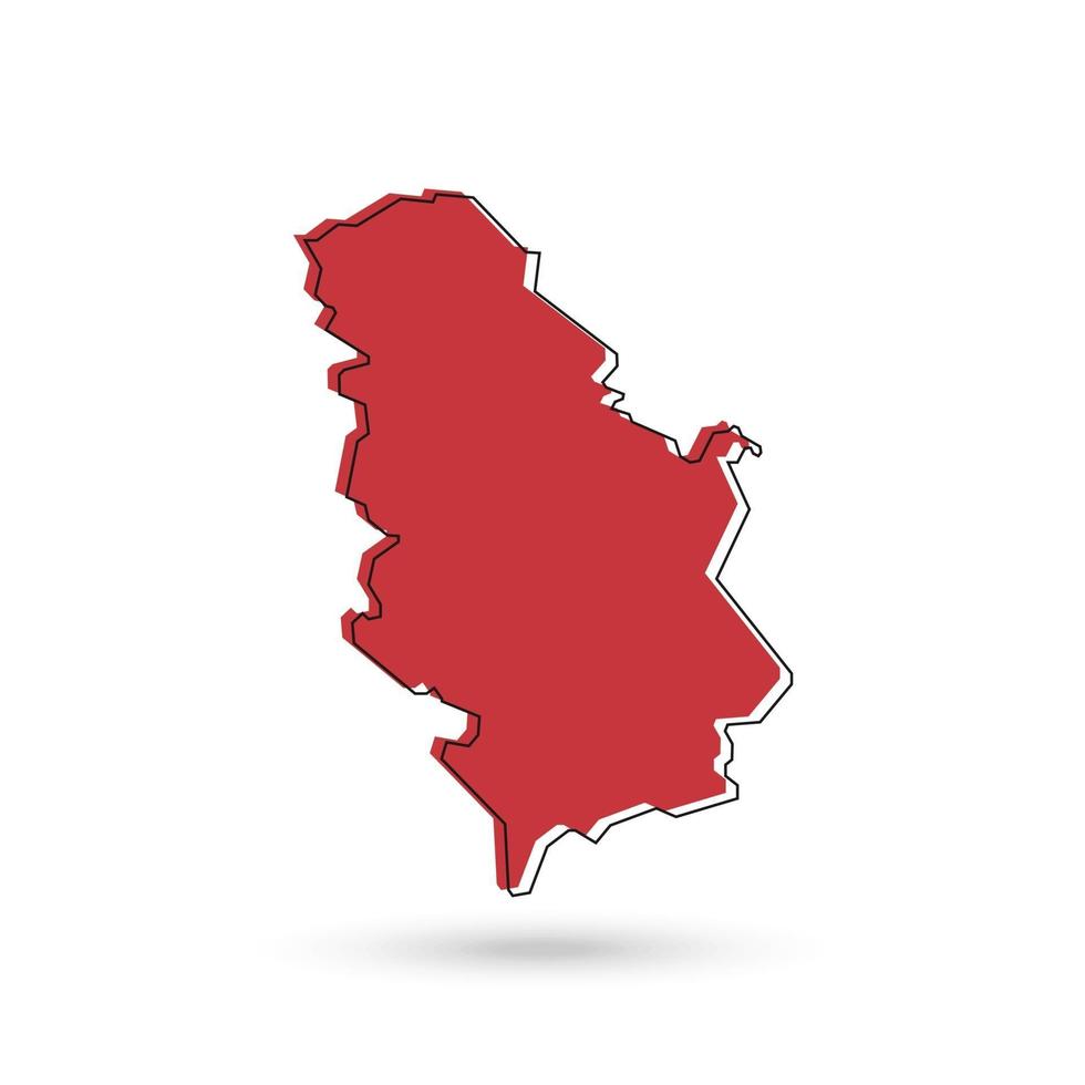 Ilustración vectorial del mapa rojo de Serbia sobre fondo blanco. vector