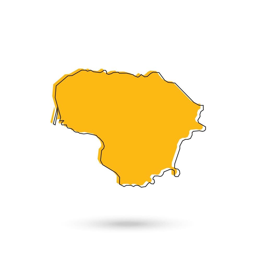 Vector Illustration of the yellow Map of Lithuania on White Background