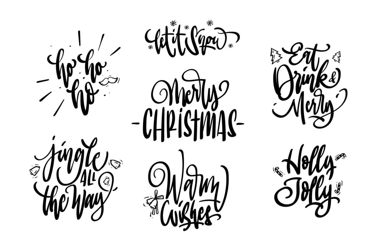 Merry Christmas Lettering Design Set vector