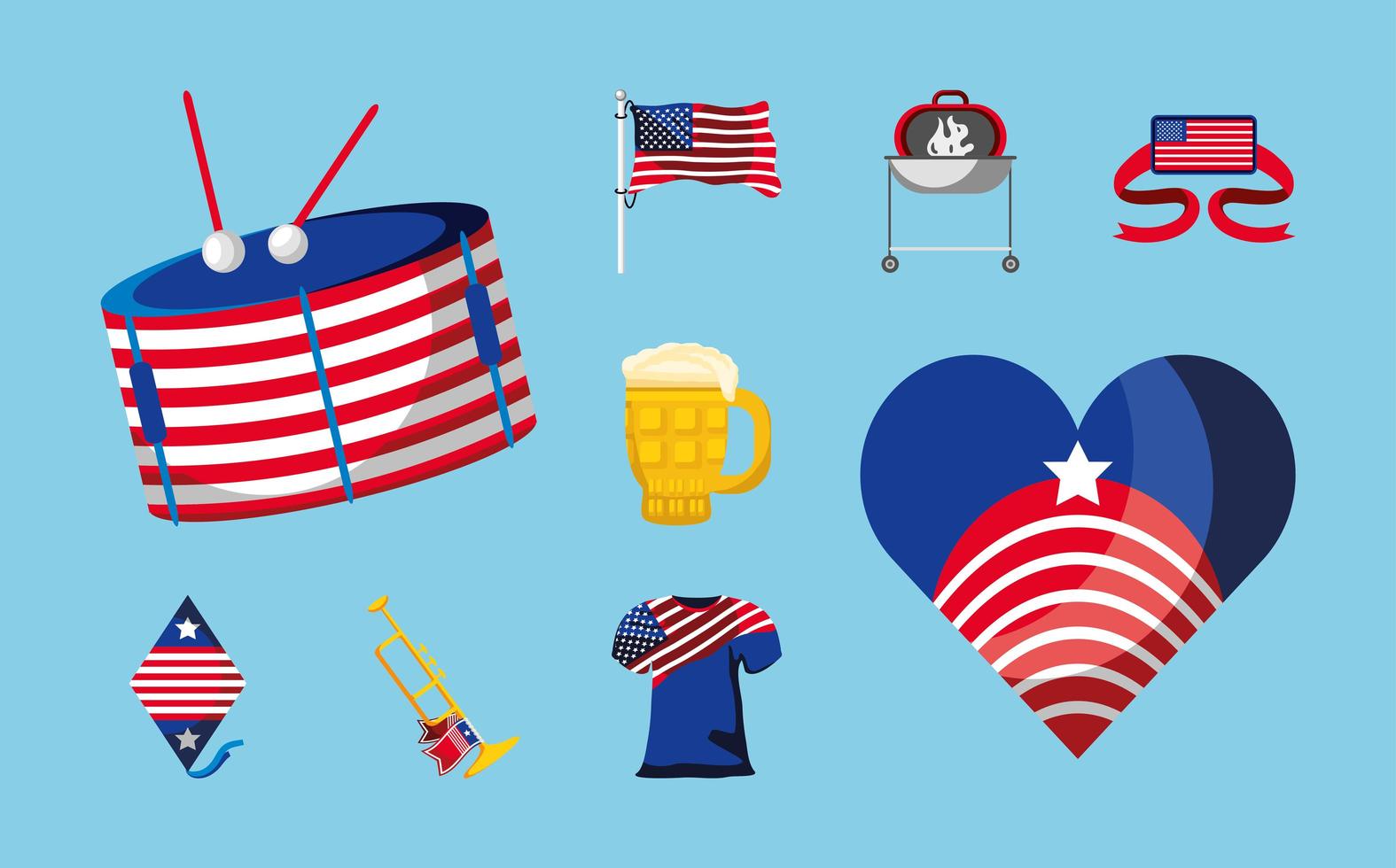 4th july set template vector