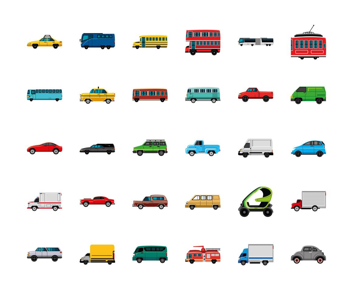 transporte de diferentes vehículos vector