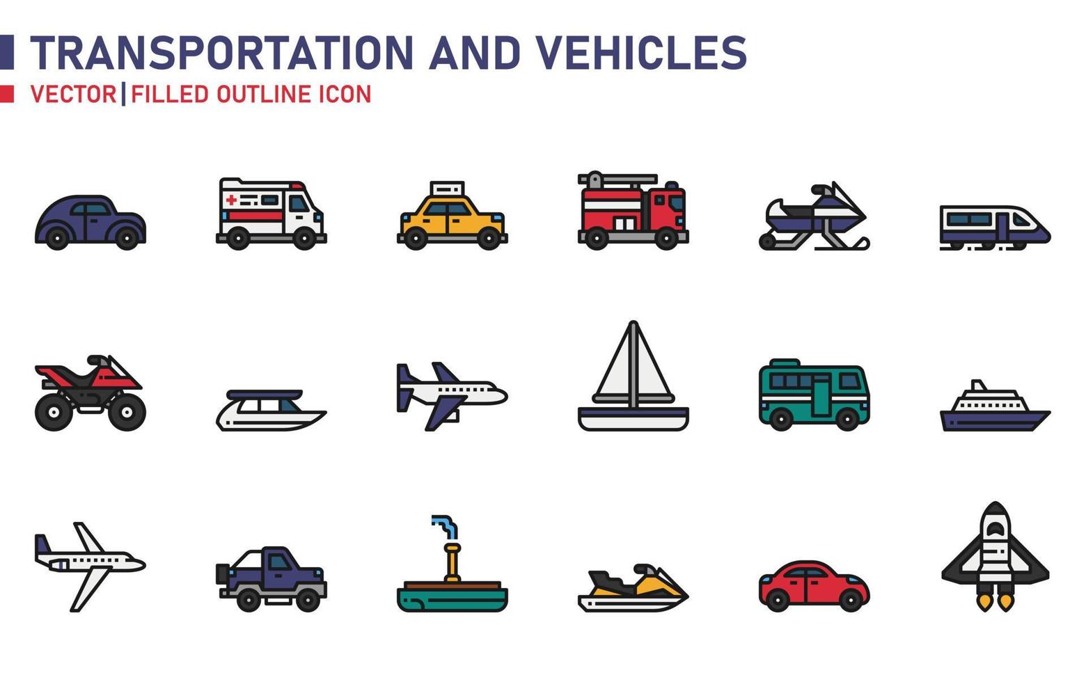 icono de transporte y vehiculos vector