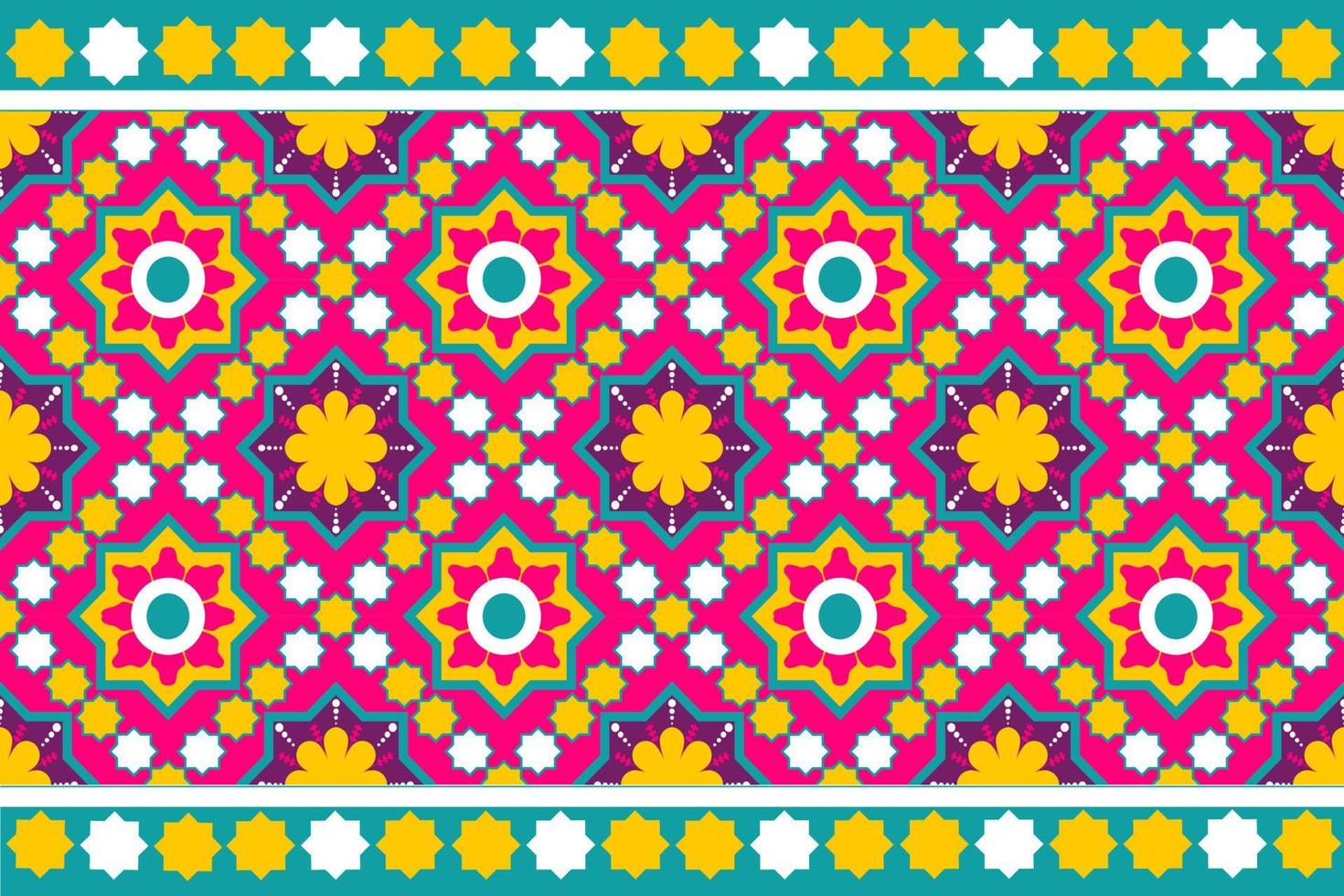 Patrón sin fisuras con motivos étnicos indios y marruecos coloridos con diseño de fondo tradicional de la naturaleza para alfombras, papel tapiz, ropa, envoltura, batik, tela, estilo de bordado de ilustración vectorial. vector