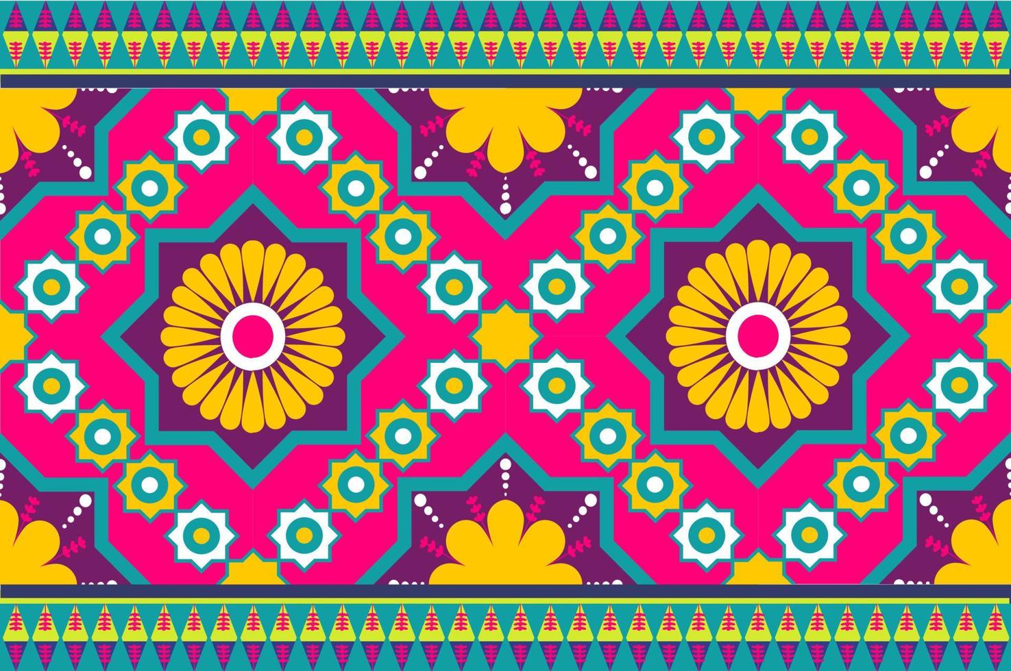 colourful Morocco and Indian ethnic motif seamless pattern with nature traditional background Design for carpet, wallpaper, clothing, wrapping, batik, fabric,Vector illustration embroidery style. vector