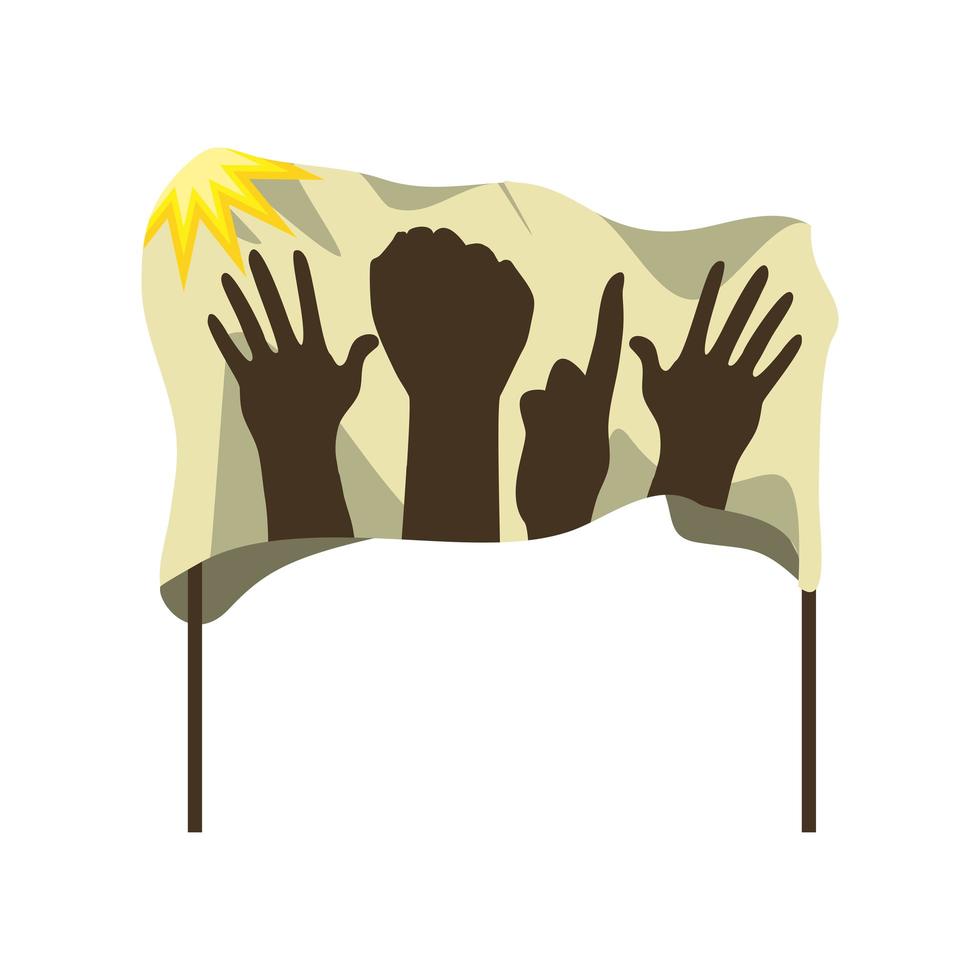 raised hands in placard vector