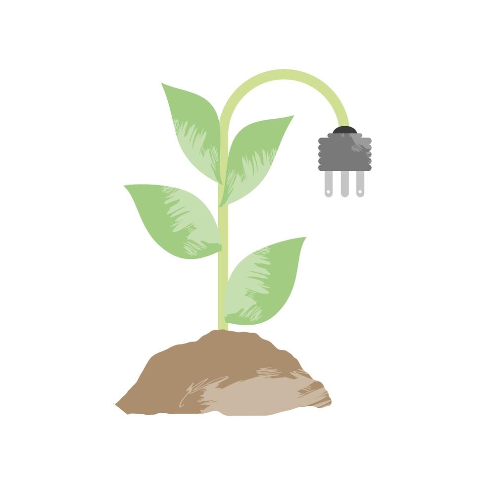 electricity plug in plant vector