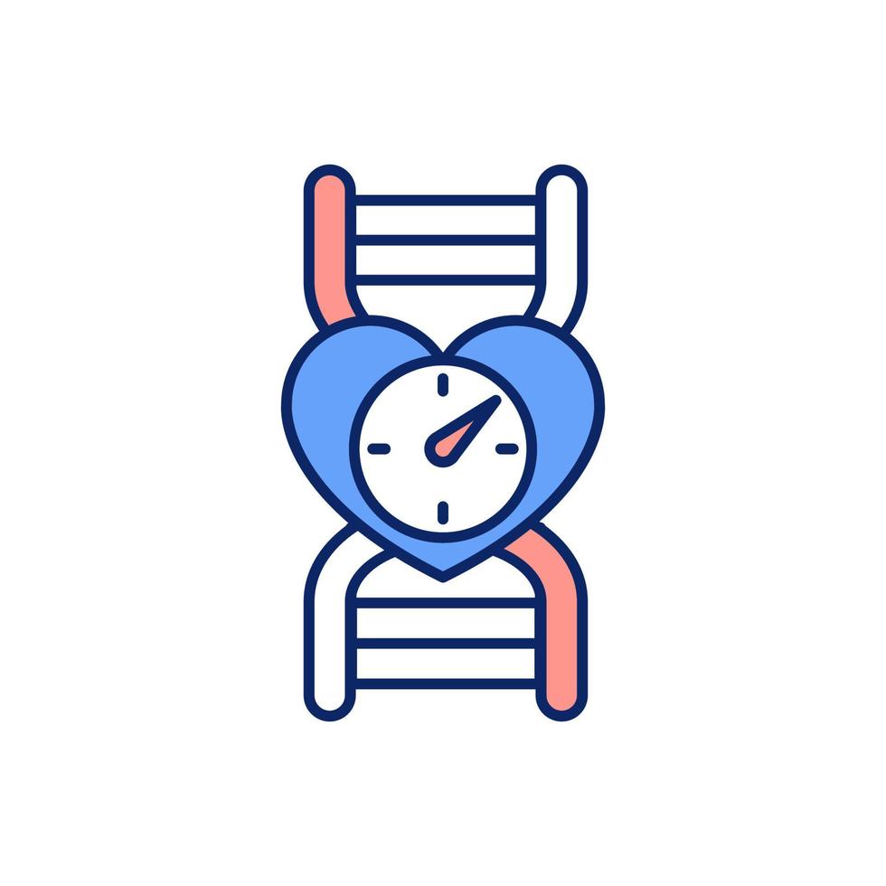 Heritable cardiac arrhythmia RGB color icon. Abnormal heart rhythm. Genetic mutation. Familial heart disorder. Inherited cardiac conditions. Isolated vector illustration. Simple filled line drawing