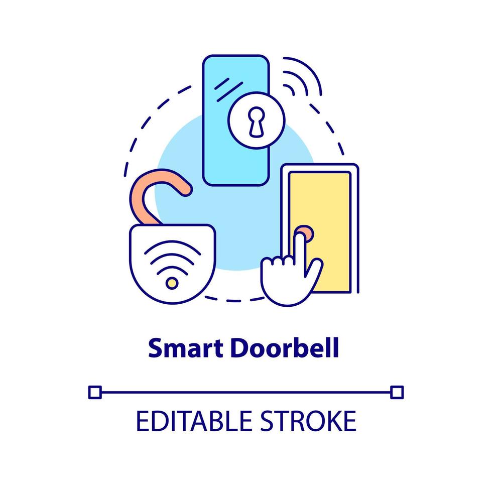 Smart doorbell concept icon. Digital video and ring tool abstract idea thin line illustration. Smart home. Internet of things. Vector isolated outline color drawing. Editable stroke