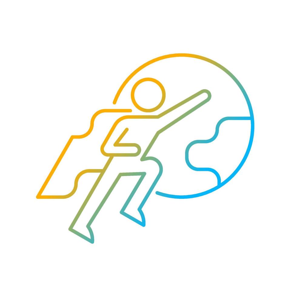 Attitude motivation gradient linear vector icon. Willingness to help or support someone. Intrinsic motivation. Thin line color symbol. Modern style pictogram. Vector isolated outline drawing