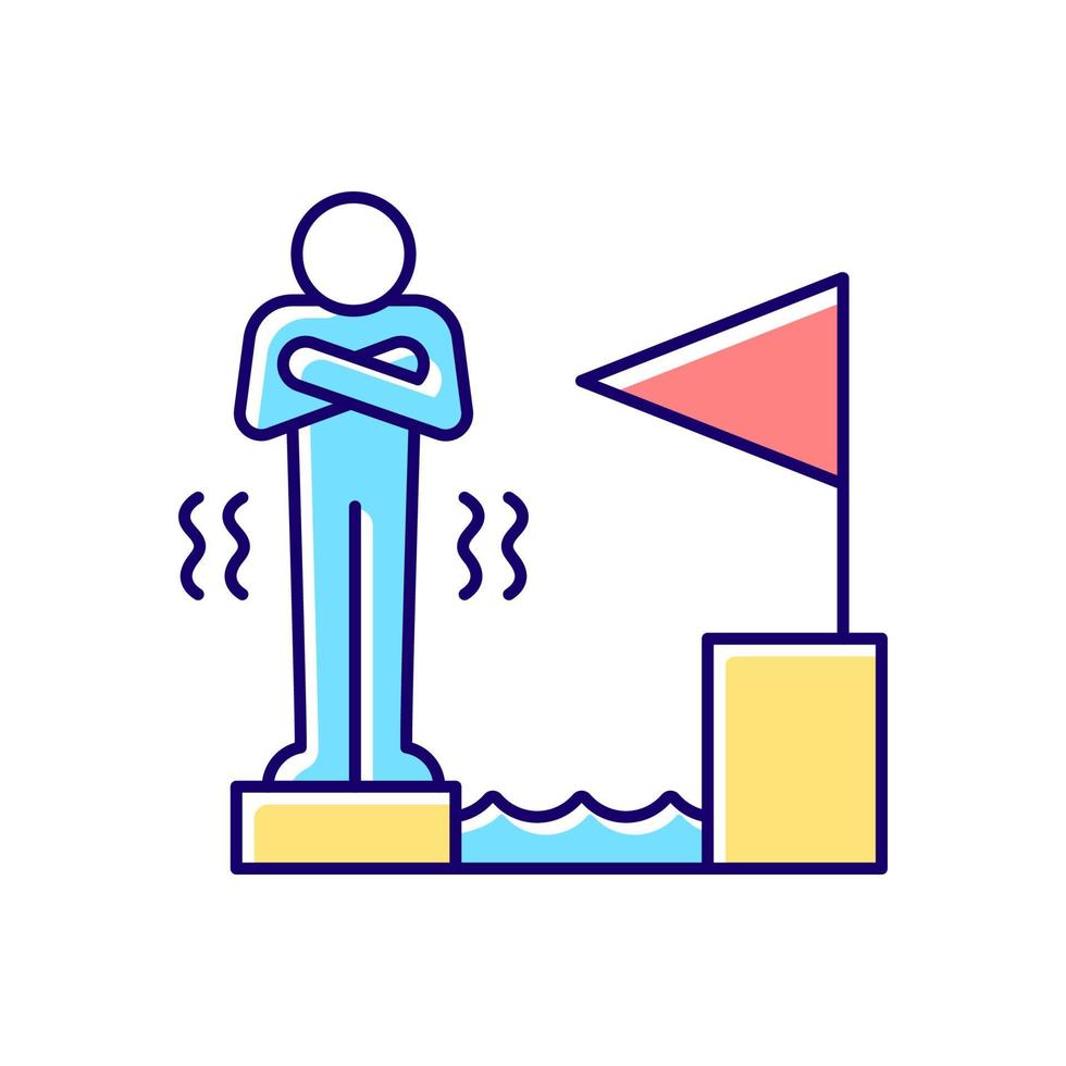 Fear of failure RGB color icon. Achieve goal. Fear and anxiety is motivator. Gain success no matter what. Intrinsic force and stimulus. Isolated vector illustration. Simple filled line drawing