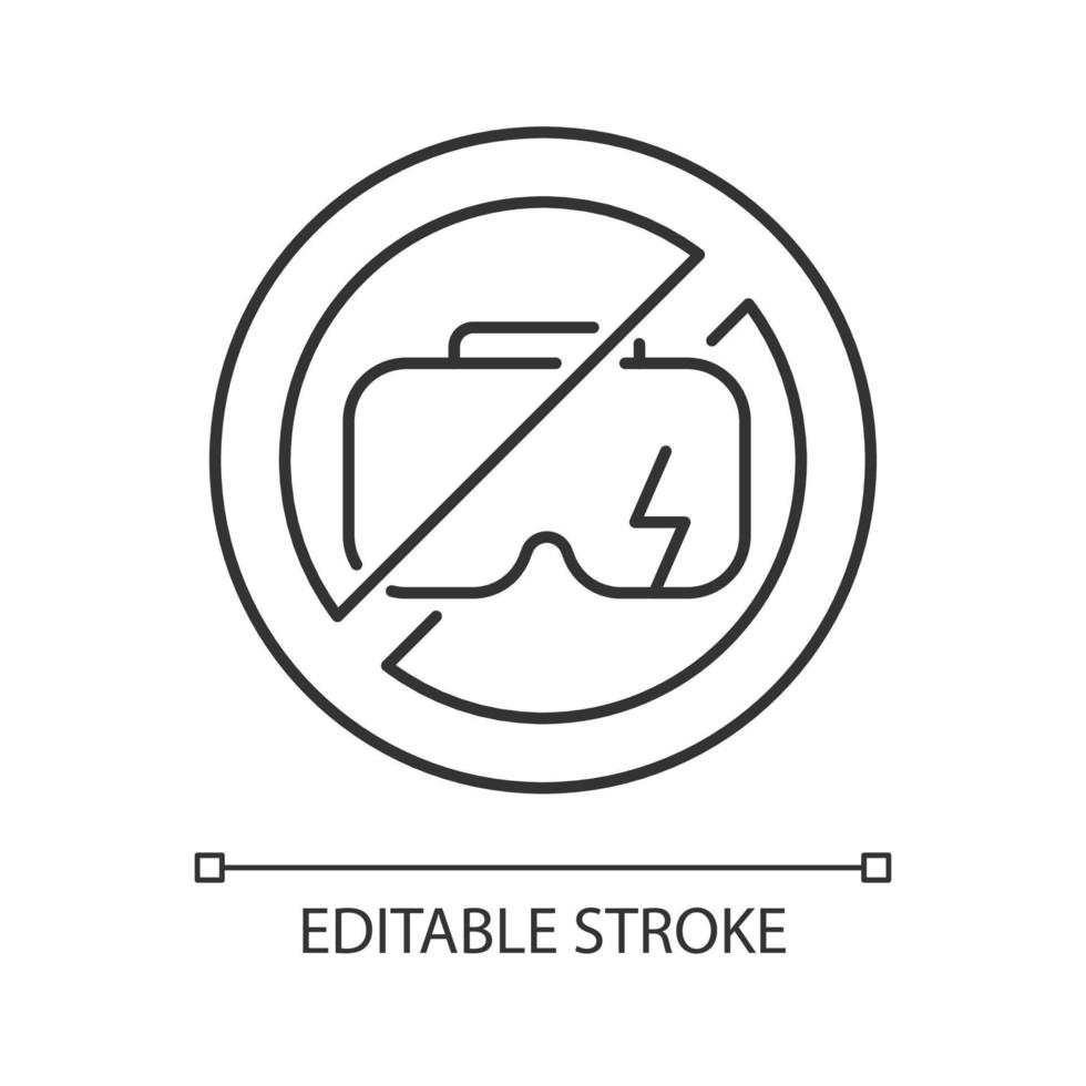Do not use when broken linear manual label icon. Avoid damage. Thin line customizable illustration. Contour symbol. Vector isolated outline drawing for product use instructions. Editable stroke