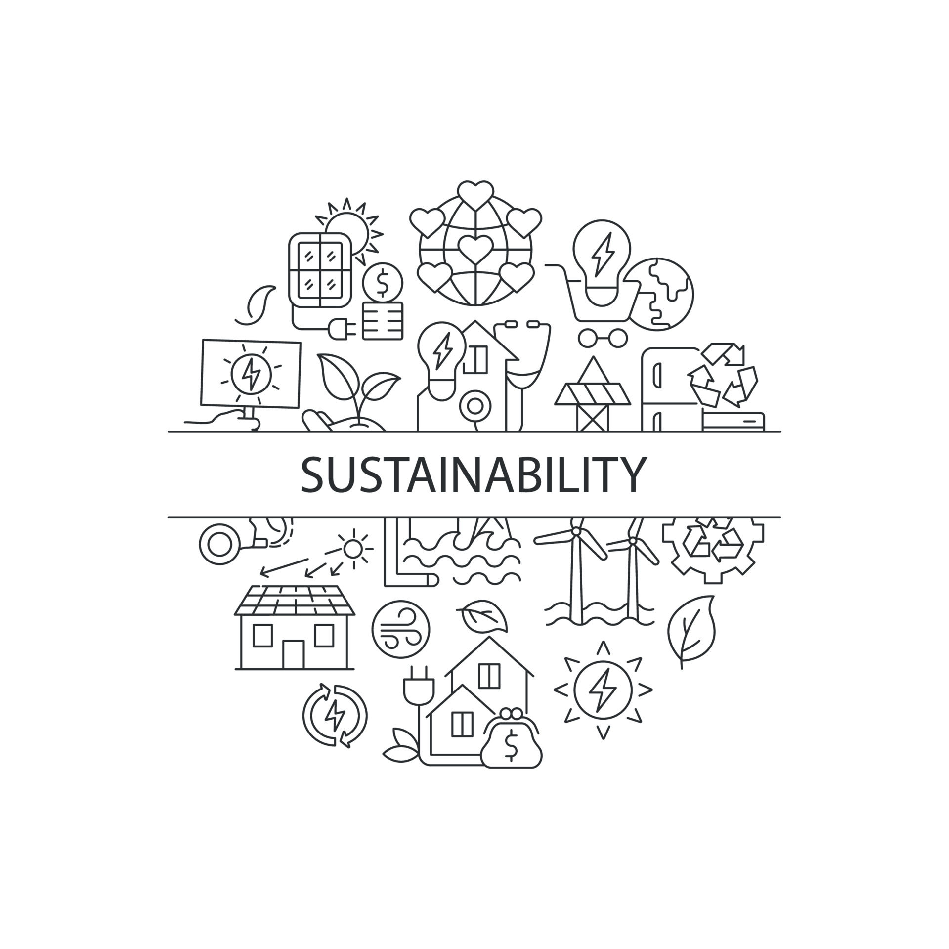 Sustainability abstract linear concept layout with headline. Power