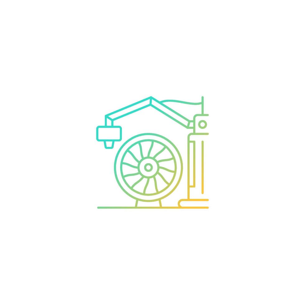 3d printing for aerospace industry gradient linear vector icon. Achieve high aircraft performance. Produce plane parts. Thin line color symbol. Modern style pictogram. Vector isolated outline drawing