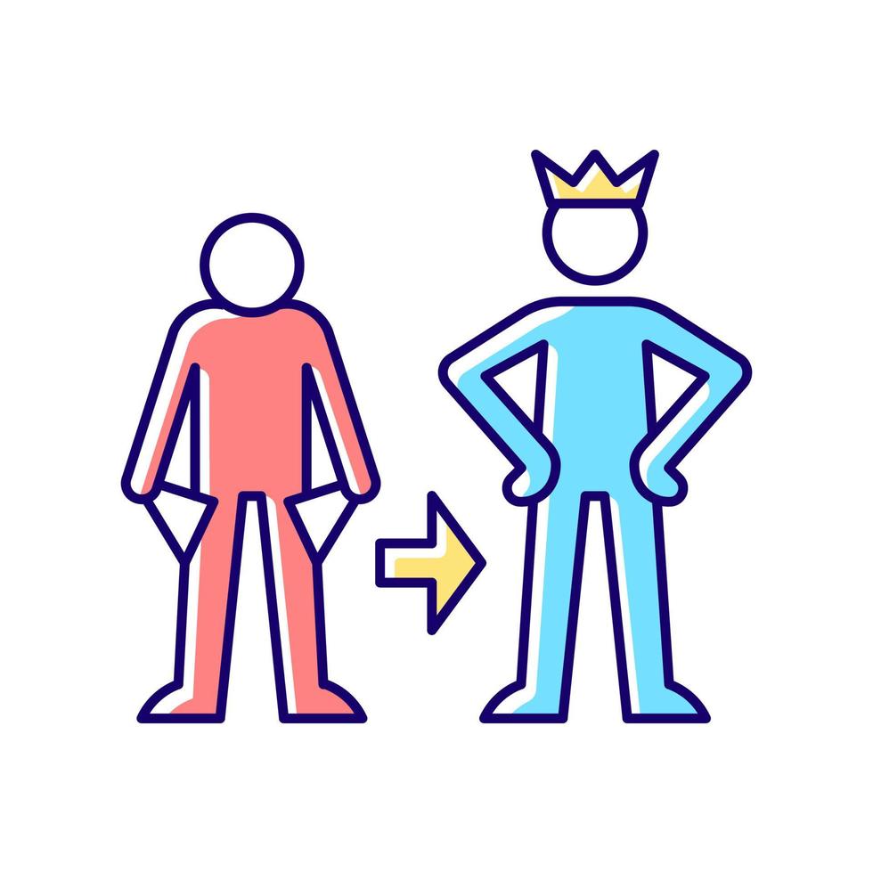 Change motivation RGB color icon. Transformation willingness. Improve life and behaviour. Intrinsic force to change self. Goal accomplishment. Isolated vector illustration. Simple filled line drawing