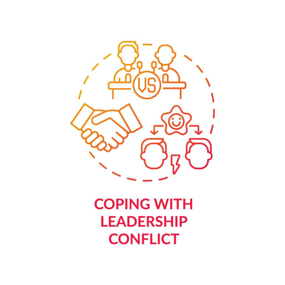 Coping with leadership conflict red gradient concept icon. Competing leaders. Conflict management abstract idea thin line illustration. Vector isolated outline color drawing. Editable stroke