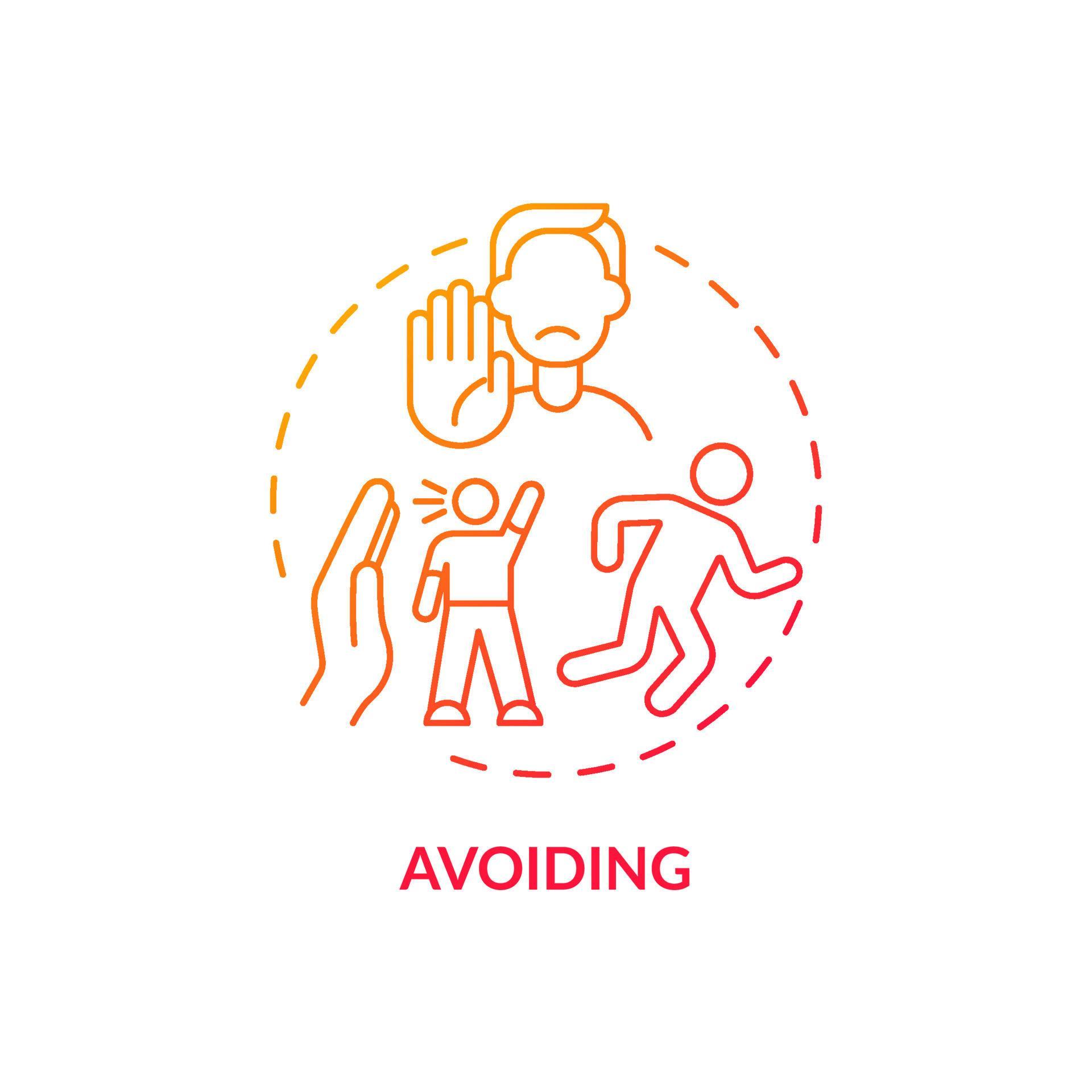 Avoiding red gradient concept icon. Ignoring problems with