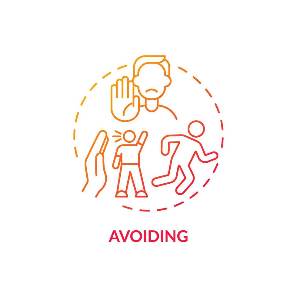 Avoiding red gradient concept icon. Ignoring problems with communication. Conflict management strategy issue abstract idea thin line illustration. Vector isolated outline color drawing