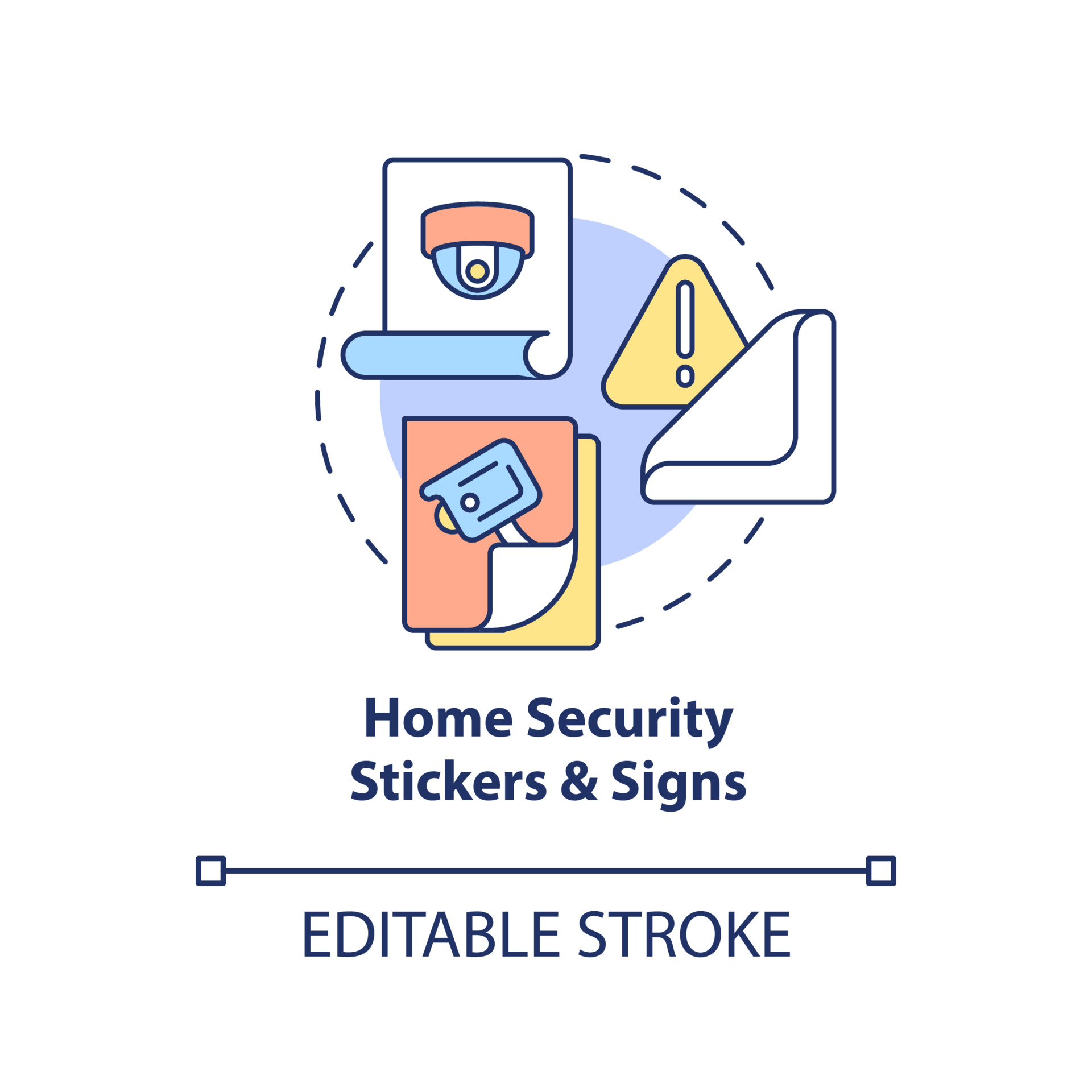 Home security stickers and signs concept icon. Burglary prevention