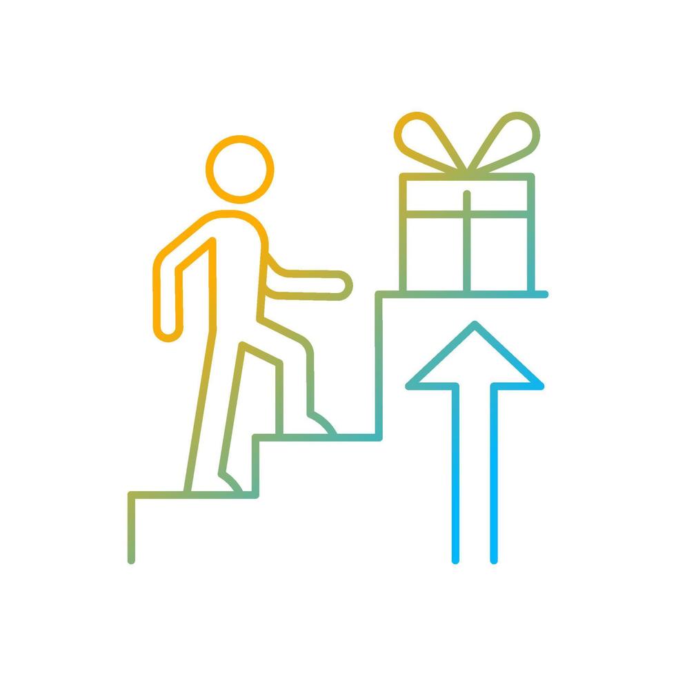 Reward based motivation gradient linear vector icon. Way to boost and