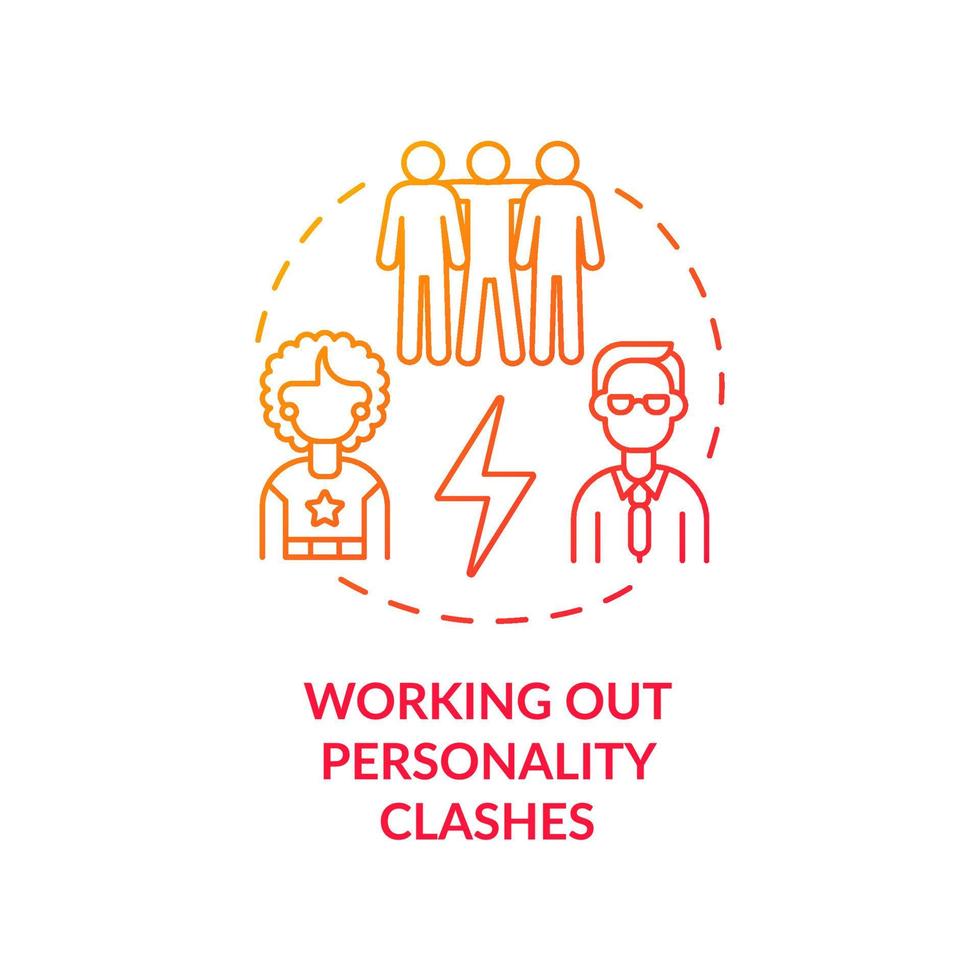 Working out personality clashes red gradient concept icon. Resolving problems between staff. Conflict management abstract idea thin line illustration. Vector isolated outline color drawing