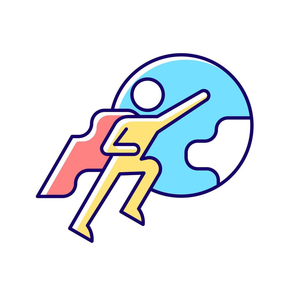 Attitude motivation RGB color icon. Willingness to help or support someone. Will to fix and change something. Intrinsic motivation. Isolated vector illustration. Simple filled line drawing