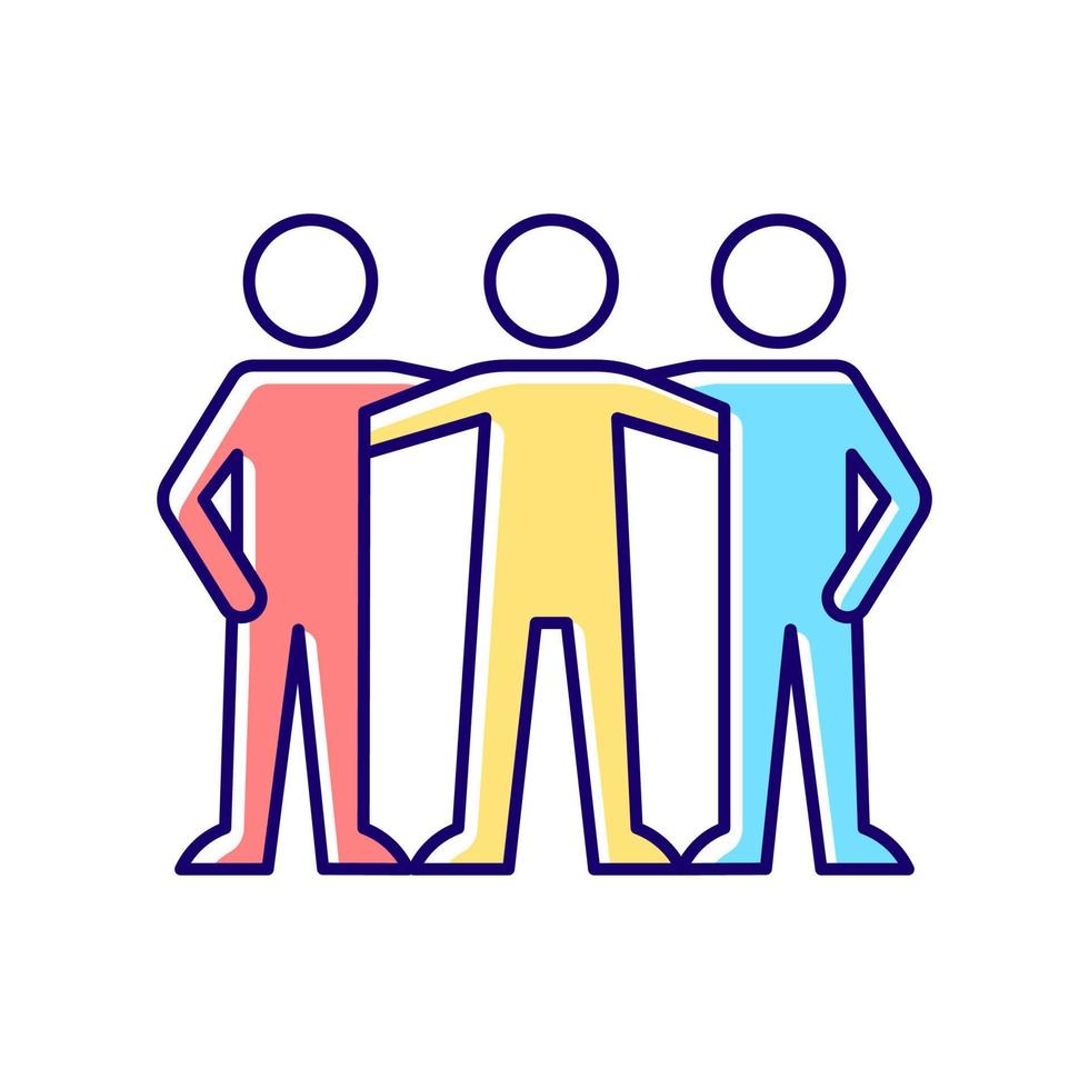 Affiliate motivation RGB color icon. Desire to belong to group. Team member. Achieve work goal with coworkers. Workplace motivation. Isolated vector illustration. Simple filled line drawing