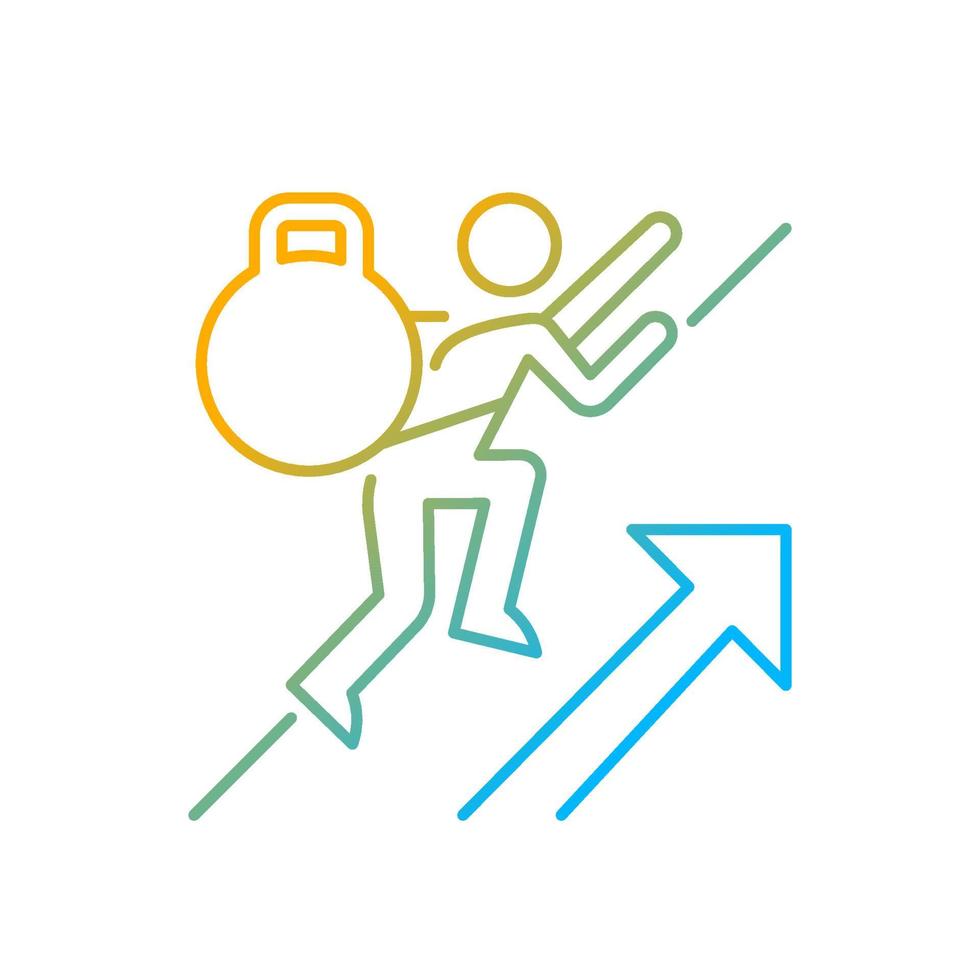 Persistence gradient linear vector icon. Voluntary activity despite difficulties and obstacles. Strong motivation. Thin line color symbol. Modern style pictogram. Vector isolated outline drawing