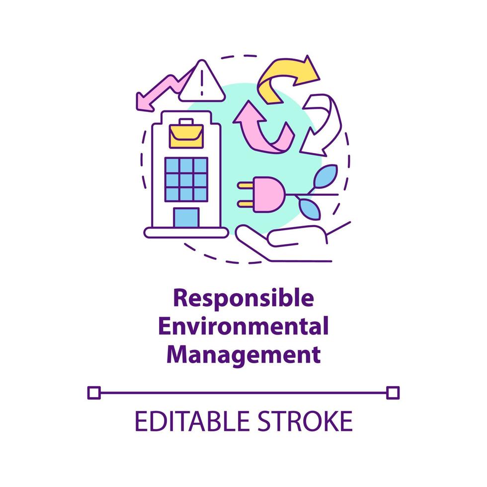 Responsible environmental management concept icon. Reduce emissions and waste of energy abstract idea thin line illustration. Waste recycling. Vector isolated outline color drawing. Editable stroke
