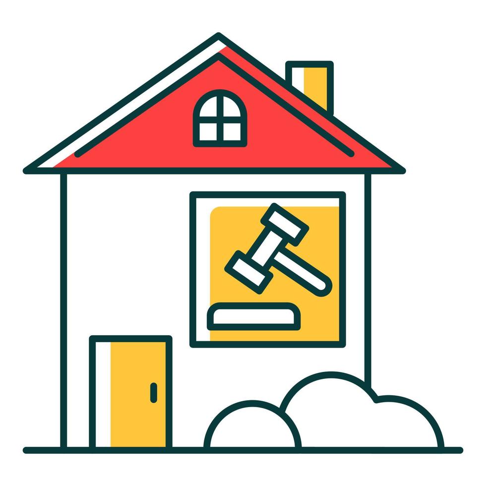 Real estate lawsuit RGB color icon. Tenancy legal dispute. Property litigation, court case. Realty trial. Lease agreement matter. Conflict resolution. Legal Isolated vector illustration