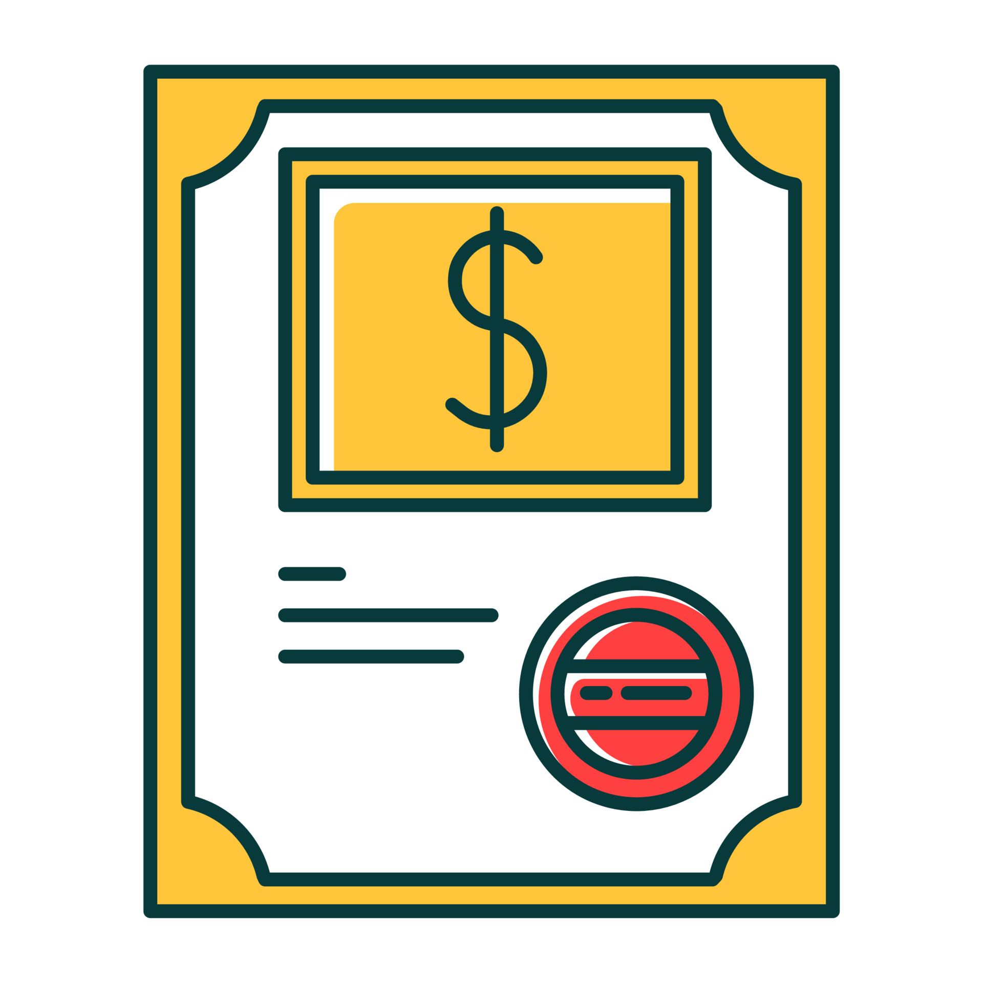 Stock certificate RGB color icon. Corporate law. Share ownership. Legal