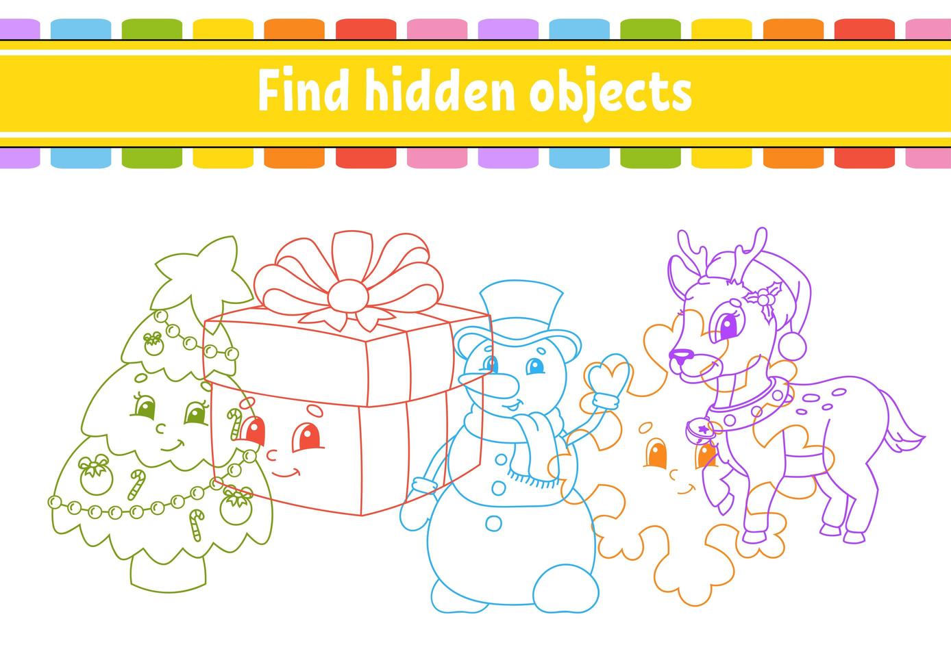 Find hidden object. Education developing worksheet. Activity page with pictures. Color contour. Logical thinking training. Isolated vector illustration. Funny character. Cartoon style.