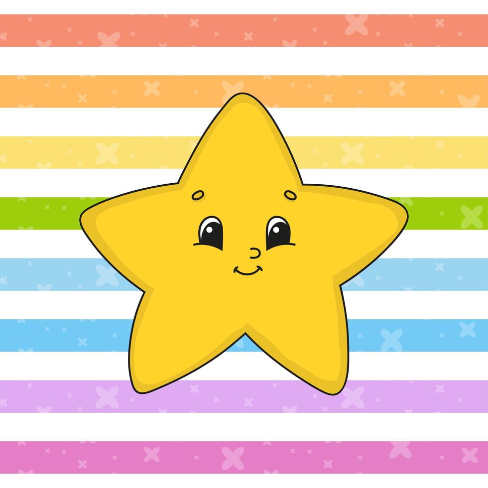 Cute star. Colorful vector illustration. Cartoon style. Isolated on color background. Design element. Template for your design.