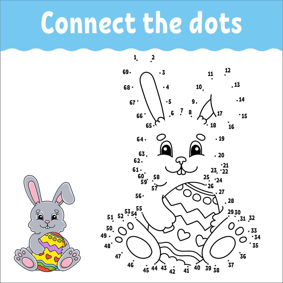 Dot to dot game. Draw a line. For kids. Activity worksheet. Coloring book. With answer. Cartoon character. vector