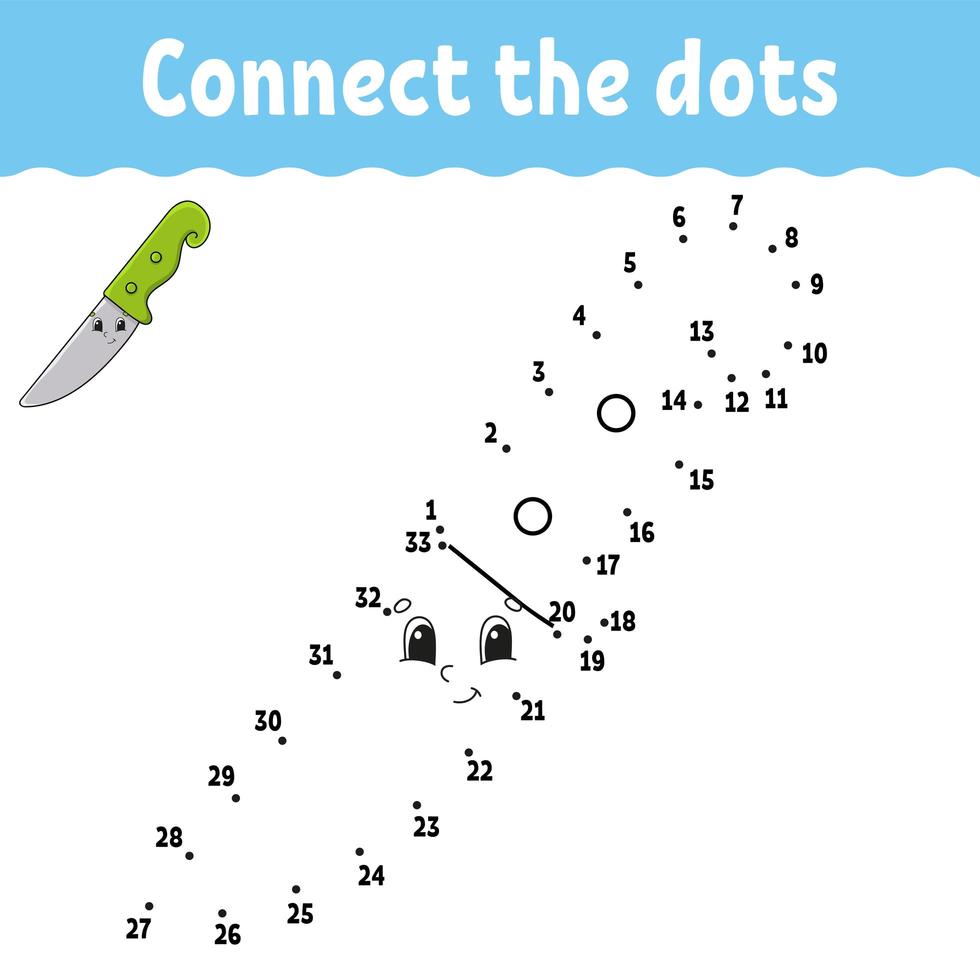 Dot to dot game. Draw a line. For kids. Activity worksheet. Coloring book. With answer. Cartoon character. Vector illustration.