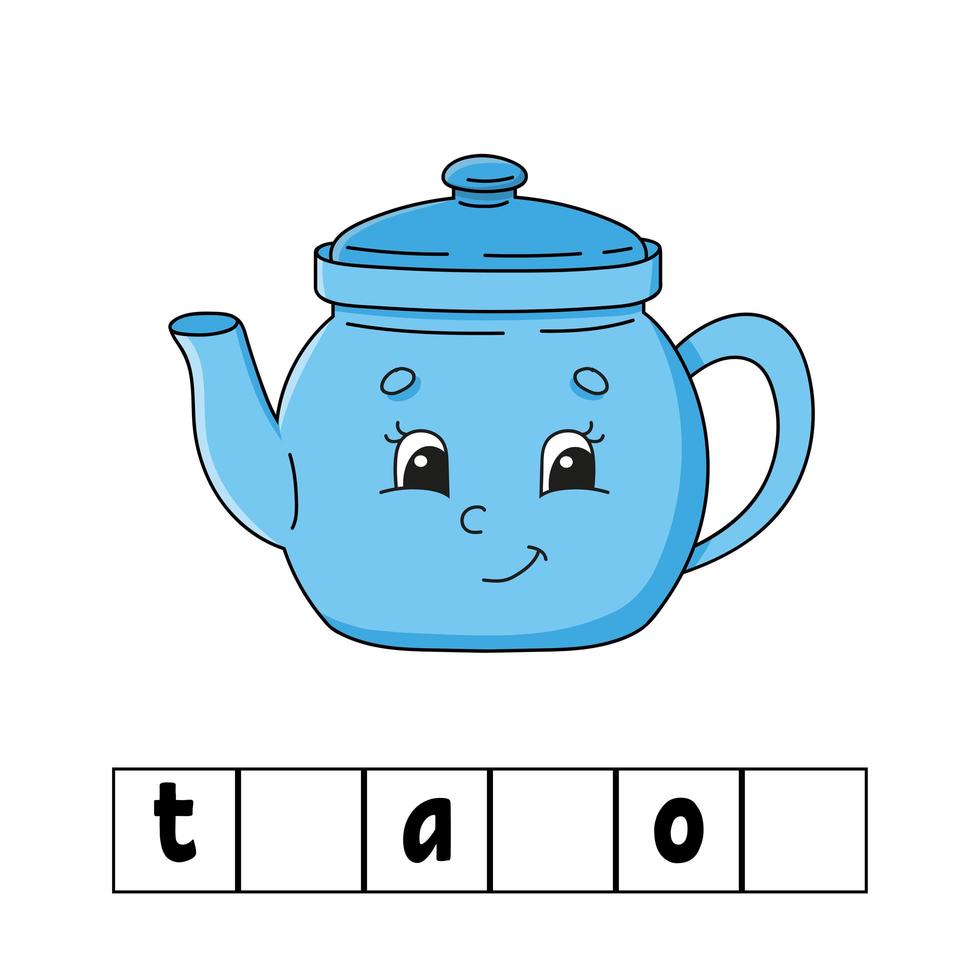 Words puzzle. Teapot. Education developing worksheet. Learning game for