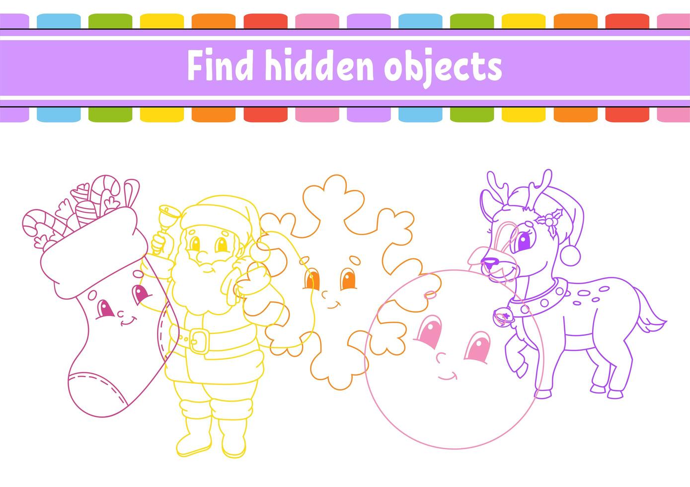 Find hidden object. Education developing worksheet. Activity page with pictures. Color contour. Logical thinking training. Isolated vector illustration. Funny character. Cartoon style.