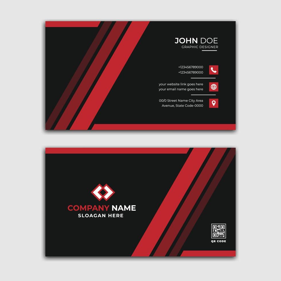 Creative red color business card template design vector