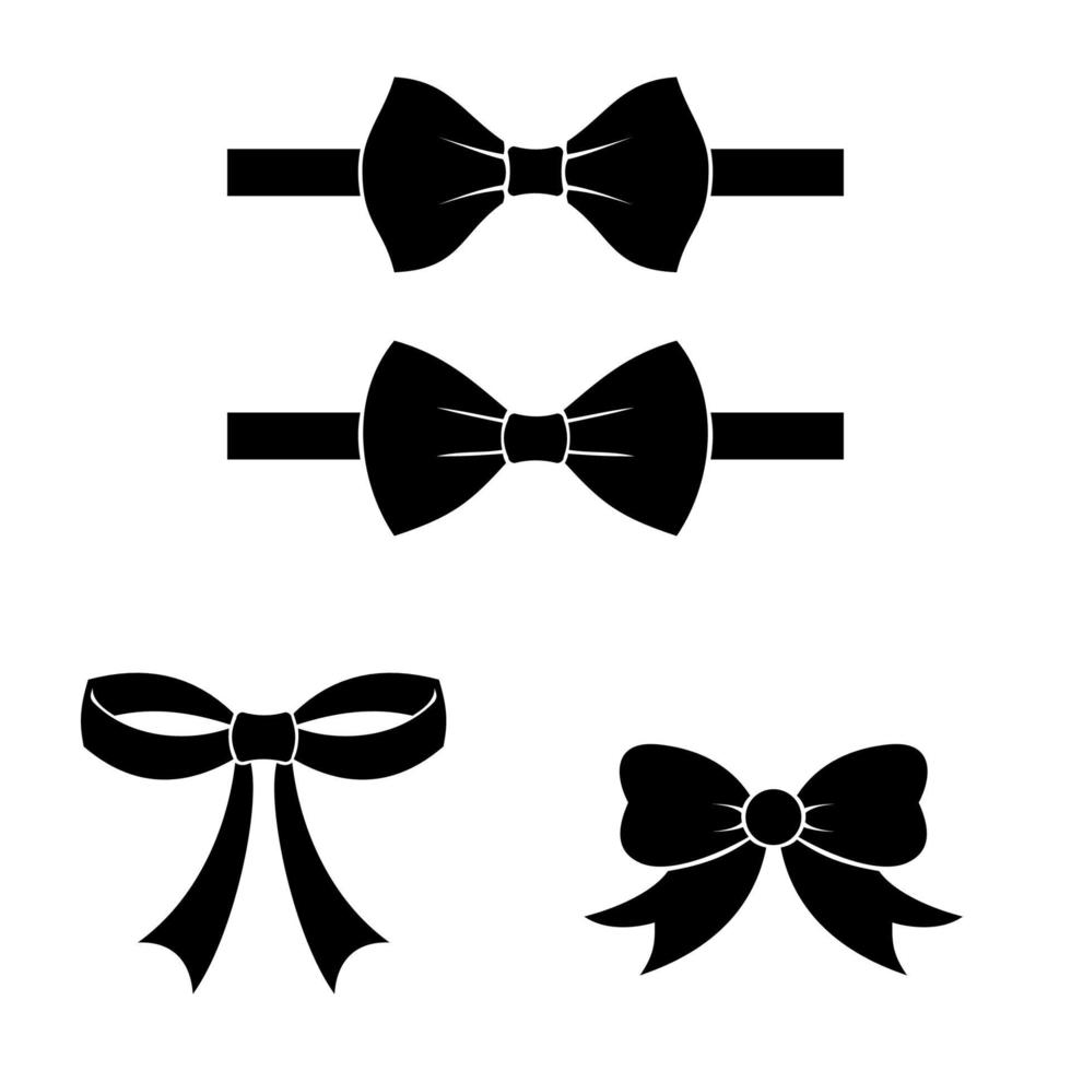 A set of Black bows isolated on white background. vector