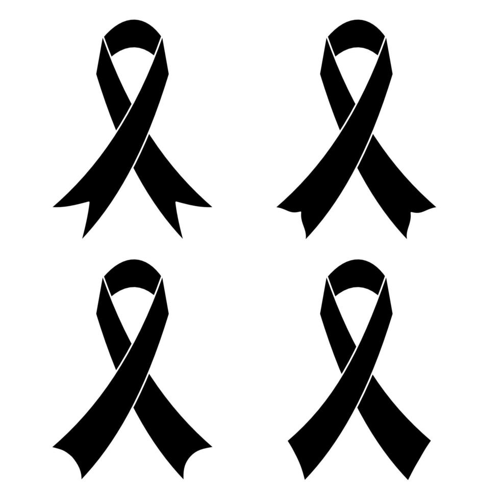 A set of black ribbons isolated on white background. vector